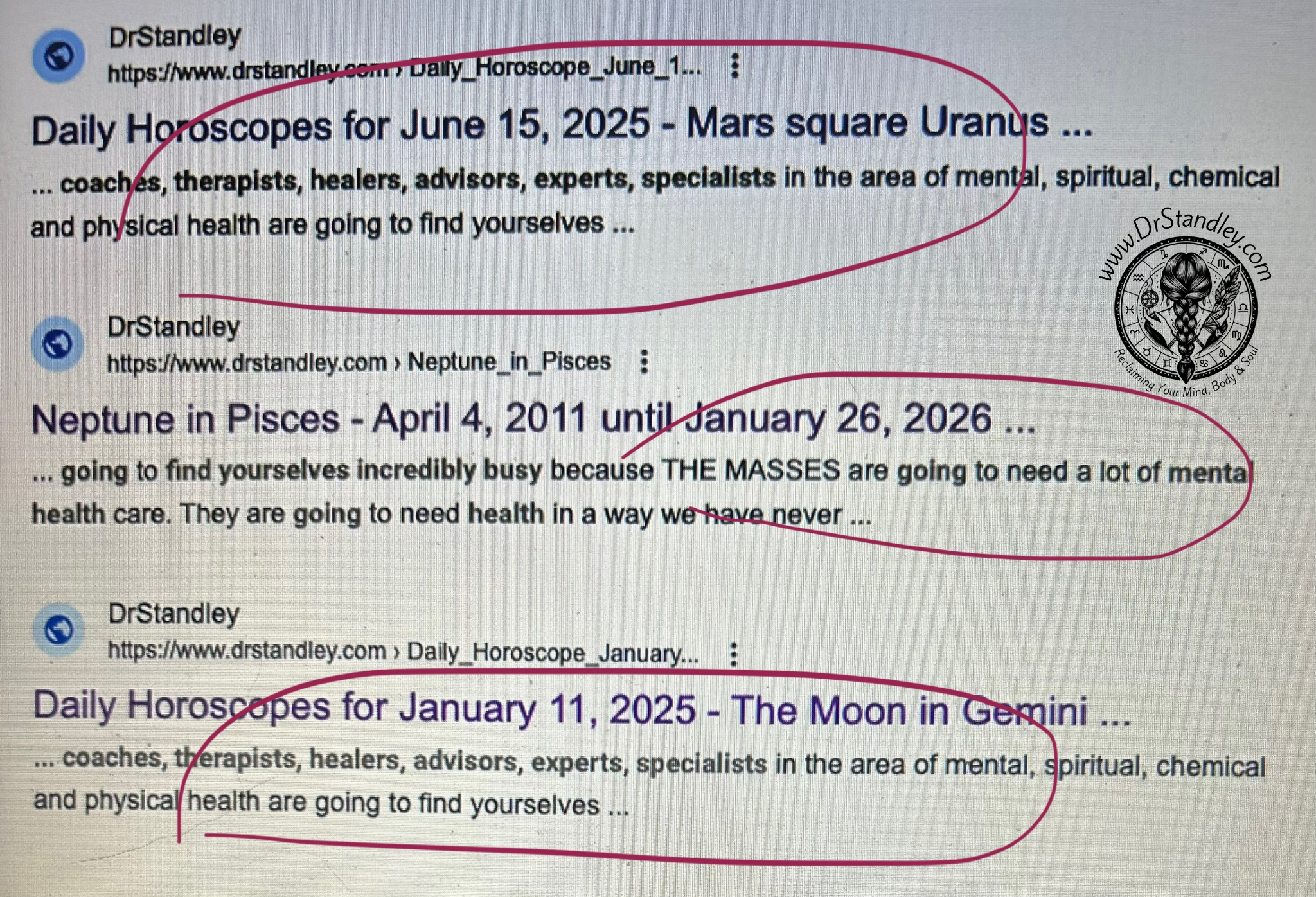 counselors, coaches, therapists, healers, advisors, experts, specialists on DrStandley.com