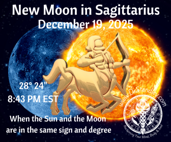 The New Moon in Sagittarius at 28 degrees 24 minutes on DrStandley.com
